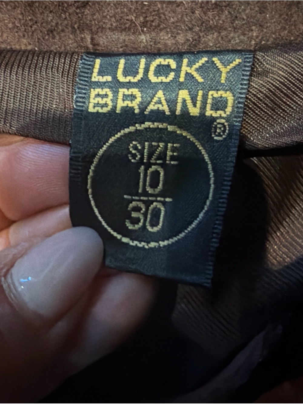 VINTAGE Y2K Lucky Brand Women's Chocolate Brown Genuine Leather Lace-up Pants - Picture 2 of 8
